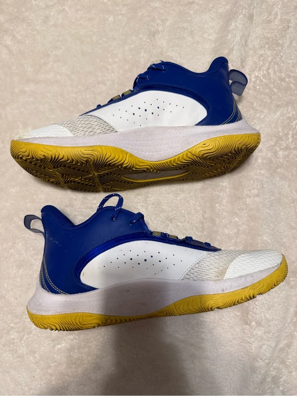 Under Armour Curry 3Z6 Warriors Men's Basketball Shoes Blue White Yellow Size 8